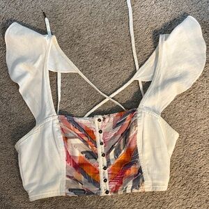 Pilcro White and Multicolor Strappy Crop Top